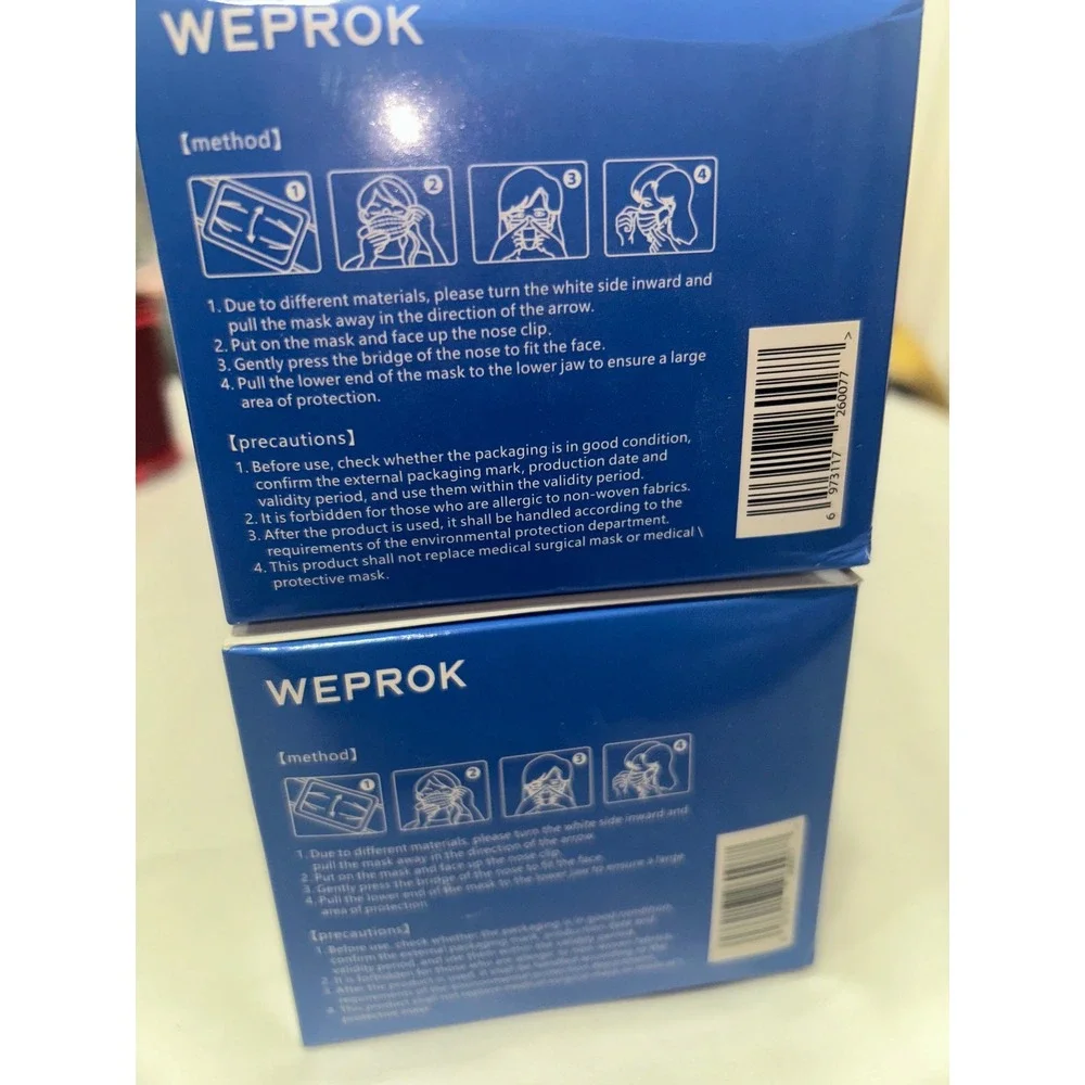 Weprok Disposable Child Protective Mask 2 Boxes 100 Count White Non-Medical Kids